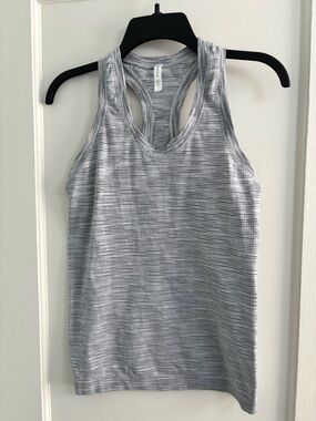 Athleta Gray Striped Racerback Tank Top